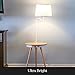 Brightech Owen Table & Lamp Combo with LED Bulb, Desk Lamp with USB Port, Bedside Reading Lamp, Modern End Table with Floor Lamp for Bedroom, Living Room, Office - Wood, Mid Century Modern