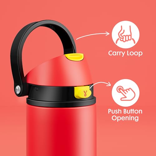 Image of 18 oz Kids Water Bottle for Sports: Meoky 18 oz Stainless Steel Insulated Water Bottle with 2-in-1 Straw and Spout Lid - Leak Proof, Cold for 24 Hours, BPA-Free for Teens Boys Girls, Heroic Red