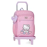 Hello Kitty Hearts & Dots, school backpack, pink children's backpack, made of polyester, main compartment with inner pocket, wide, ergonomic and padded shoulder straps.
