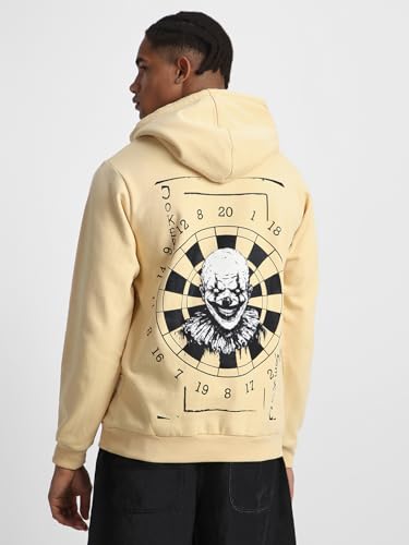 Image of Veirdo Cotton Fleece Regular Fit Hooded Sweatshirt Lastest Back Graphic Printed Winter Hoodies for Men (Available Colors: Marine Green, Marshmellow, Black, SOYA Bean, Orange & Blue)