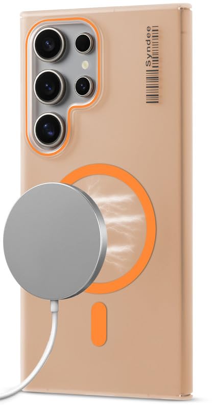 Image of Mr. Case Back Cover for Samsung S25 Ultra 5G Sleek Frosted Translucent Back with Wireless Charging Support | Anti-Scratch Shockproof Phone Case - Orange