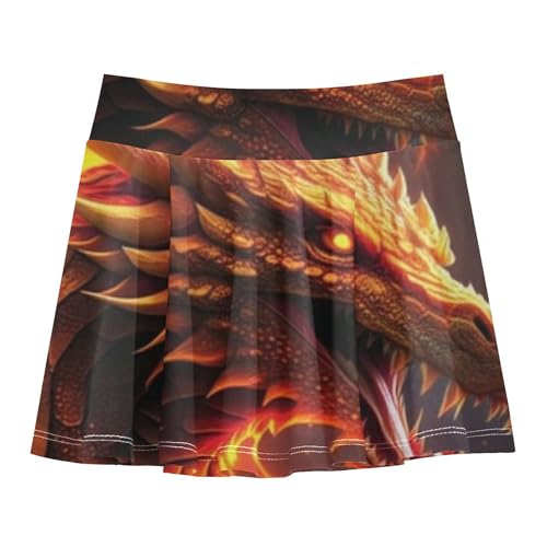 Fiery Dragon Head Black Girls' Shorts Athletic Skorts Skirts with Shorts Navy Pleated Skort 3t