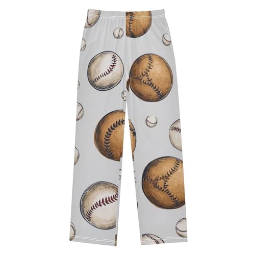 ZZXXB Retro Baseballs Boys Long Pants Soft Trousers Elastic Waist Kids Lounge Bottoms with Pockets S-XL