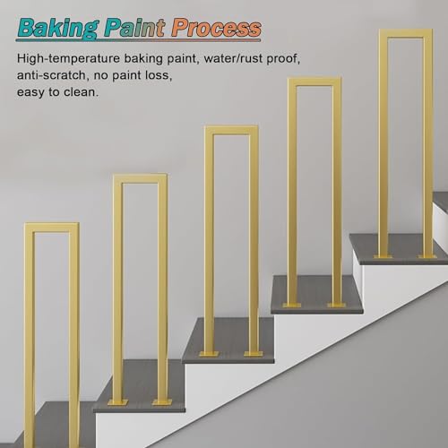 Rampe d'escalier carrée en U de 35 cm avec support de sécurité robuste