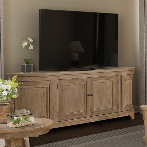 Liberty Furniture Haven Hills 82 Inch Entertainment TV Console Traditional Adjustable Shelves - Camel Beige Birch Wood