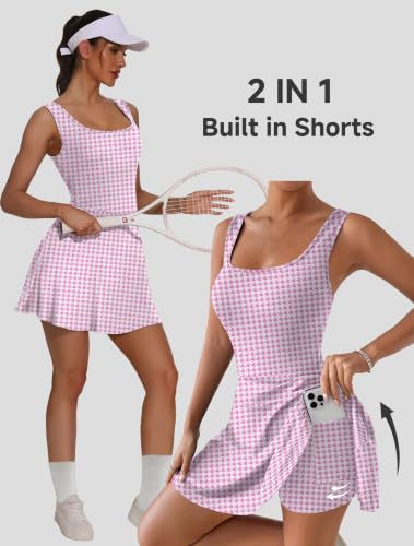 Image of NIASHOT Women's Athletic Dress with Built-in Shorts & Pockets Workout Tennis Golf Active Wear U Neck A-line Dresses