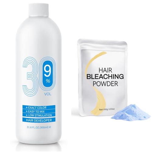 Hair Bleach Powder 100g/3.53oz & 900ml 30 Volume Hair Developers (9%), Professional Lightening Bleach for Hair, Lift Up to 8 Levels, Perfect for DIY Blonde Highlights & Lightening image 5