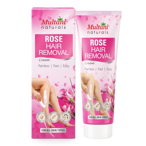 Image of Multani Naturals Rose Hair Removal Cream 120ml | Removes Hair in Minutes | Gentle formula Enriched with Rose and Vitamin E | Painless, Easy, and Effective Hair Removal for Men and Women