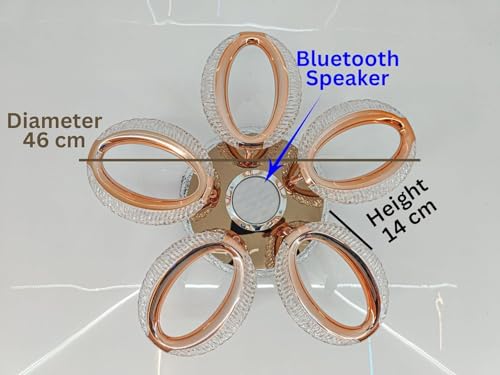 Image of LED Ceiling Light with Bluetooth Speaker & Remote Control, Dimmable 3 Color Modes (Warm /Neutral /Cool White), Rose Gold Crystal Flush Mount Chandelier for Living Room, Bedroom Dining Room