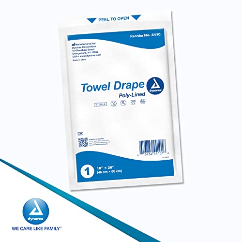 Dynarex Disposable Towel Drapes, Sterile, 18" x 26," for Medical