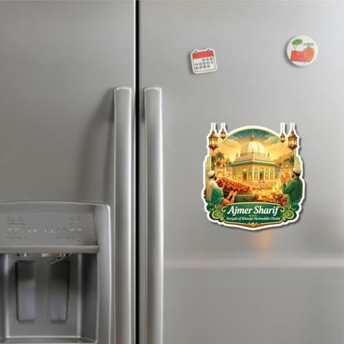 Image of Apna Gift Wooden Fridge Magnet Sticker for Refrigerator Door| Multipurpose Office Magnet for Home Kitchen Decor| Souvenir Gift Travel Memory Fridge Decoration | 4 x 3 Inch Wooden Magnet (Ajmer Sharif)