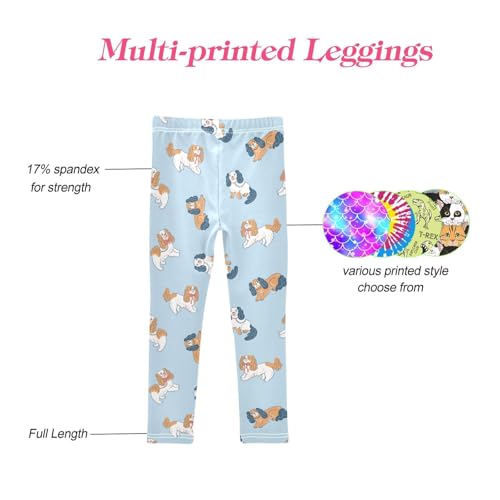 CaTaKu Girls Leggings Funny Spaniel Dog Leggings for Girls Kids Athletic Workout Yoga Pants Size 4-10T4