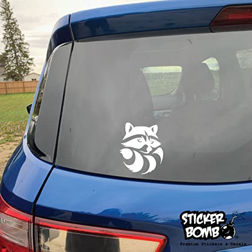 Cute Baby Raccoon Decal Bumper Sticker - Sticker Bomb Vinyl Decal For Car Truck, Computer, Anywhere! Premium 6 Year Outdoor Vinyl (White, 1) #TOP3