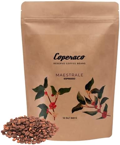 Coperaco Maestrale, Whole Coffee Beans, Medium Roast, Toasted Almond Nutty and Chocolate Notes, Long-Lasting finish, Perfect for Expresso, Gourmet, Artisanal, 100% Arabica, 12 oz (Maestrale, Whole Bean)