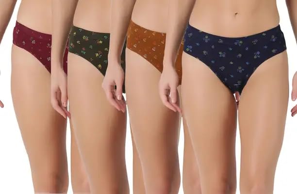 Women's Printed Cotton Bikini Panties, Pack of 4, Multi-Colour (in, Alpha, XL, Regular, Multi3)-image-47