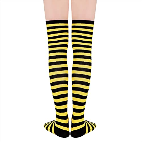 Image of Zando Womens Stripes Thigh High Socks Thigh Highs Casual Knee High Stockings