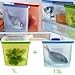 Reusable Silicone Food Bag， Reusable Sandwich Bags Silicone Bags Keep Your Food Fresh Bag for Cooking, Sous Vide, Liquid, Fruit,Lunch, Snack, Sandwich, Freezer(50+30 OZ)