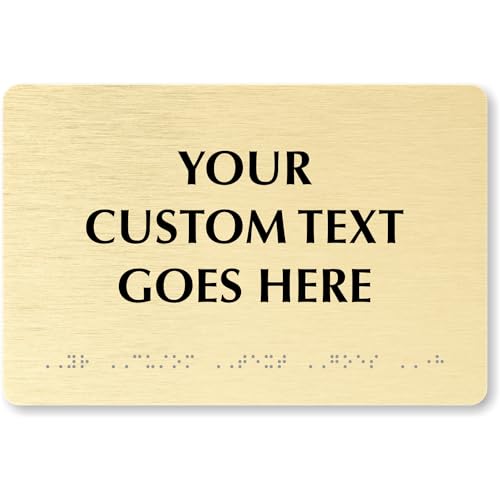 SmartSign Custom Braille Sign Horizontal - 6" x 9", ADA Compliant, Brushed Gold/Silver Options, Tough Plastic Sign for Indoor, Outdoor, Room, Office, Restroom, Made in USA