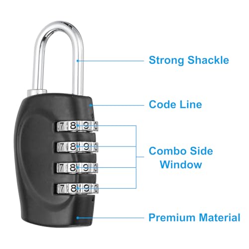 Image of PATIKIL Combination Lock, 2Pcs 4 Digit Outdoor Padlock Waterproof Locker Lock for Luggage Suitcase, Gym Locker, Fence, Filing Cabinets, Toolbox, Gate, Black