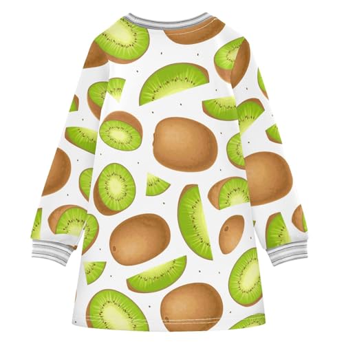 Sweet Kiwi Fruit Girls Dresses Long Sleeve Sweatshirt Dress for Girls Winter Toddler Casual A Line Dresses Size 2-8T2