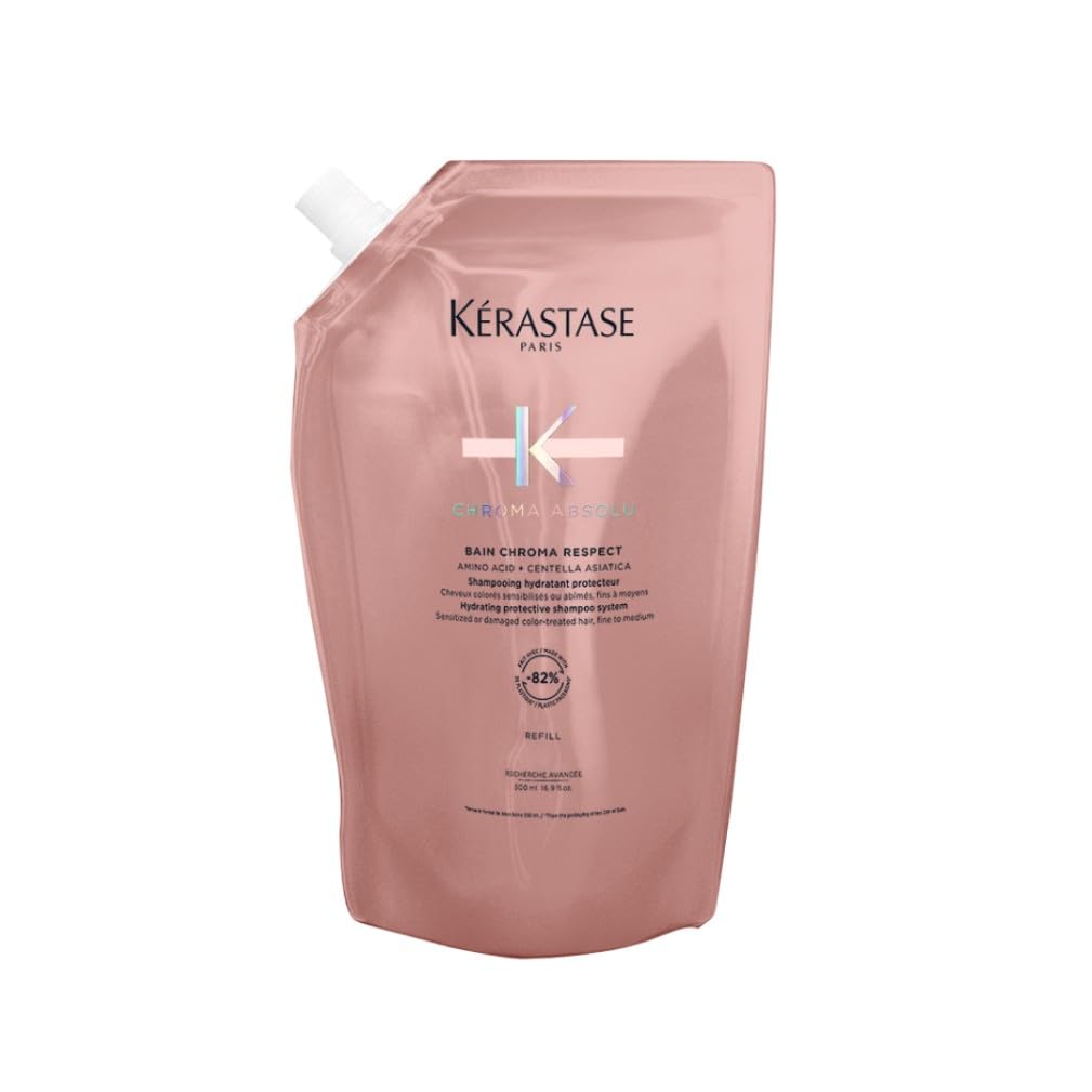 Kérastase Chroma Absolu Bain Chroma Respect, Schützendes Shampoo für coloriertes Haar, Haarpflege für feines bis mittleres gefärbtes Haar, Farberhaltend, Nachfüllpackung, 500 ml