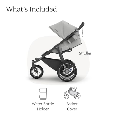 Image of UPPAbaby Ridge V2 Jogging Stroller | All-Terrain Performance Suspension + Never-Flat Tires Built for Walking, Running + Trails | Water Bottle Holder Included | Savannah (Pearl Grey | Carbon Frame)