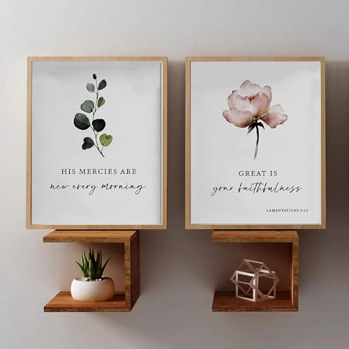 Tableaux verset biblique Lamentations 3:23 affiche florale encadrée - 4