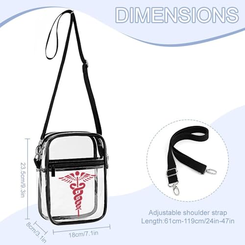 Nurse Nursing Clear Crossbody Bag Stadium Bag Adjustable Side Shoulder Bags Messenger Bag with 2 Compartments2
