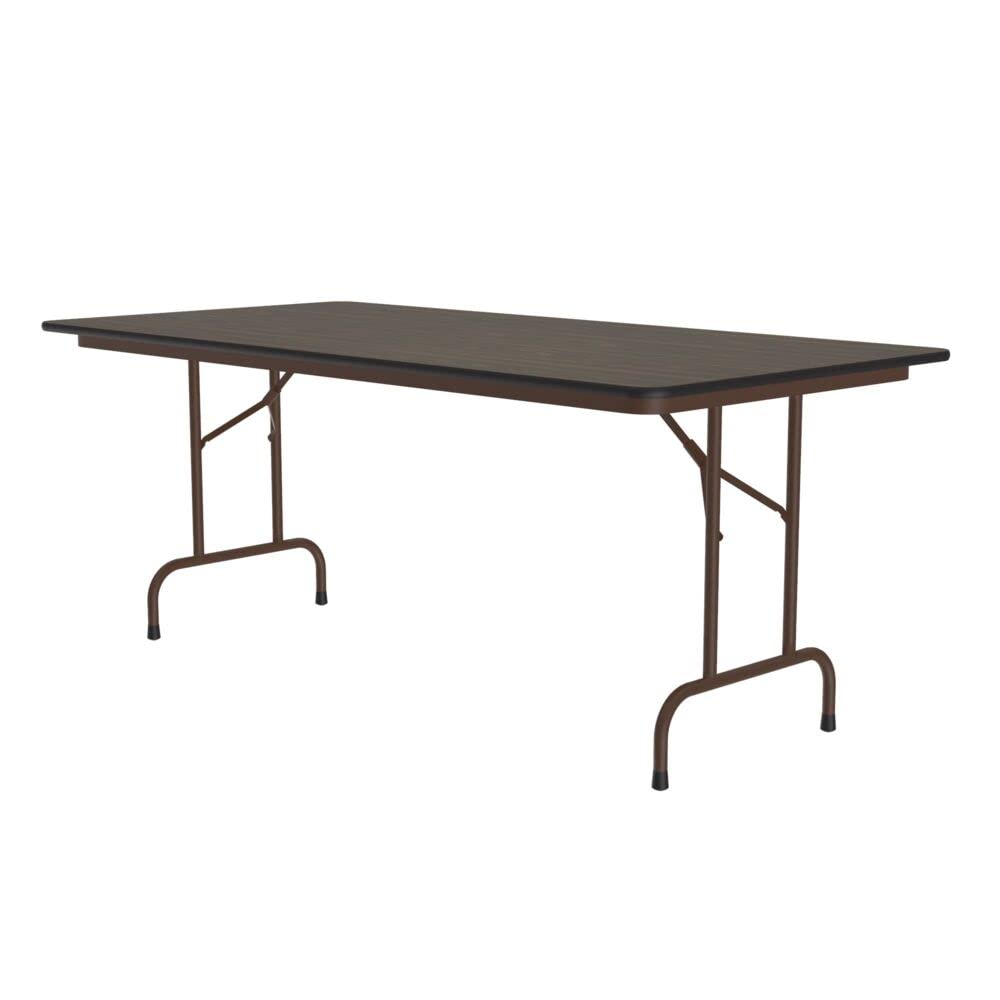 Correll Heavy Duty Utility Folding Table, Melamine Top, USA Made, Strong Steel Apron, 36"x96", Walnut Top Black Edge