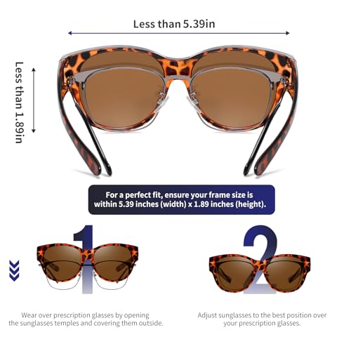 Image of GEGURI Polarized Sunglasses Fit Over Glasses for Men Women, Oversized Square Sun Glasses UV400 Protection Shades