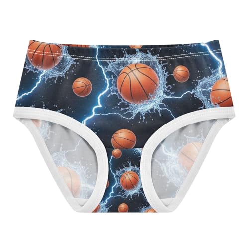 Underwear for Girls, Basketballs Blue Lightning Toddler Girl Panties, Cotton Underwear for Girls, 2T–8 Years