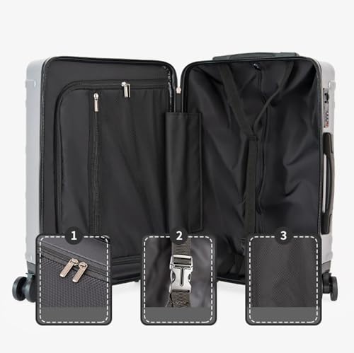 Front-opening suitcase carrying bag, silent multi-stage trolley, 360-degree rotation, boarding, business travel, large capacity, e type, impact-resistant, anti-theft, waterproof, fashionable, whi3