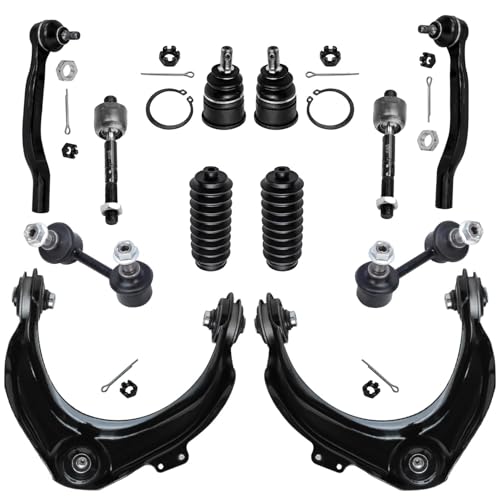 Image of Detroit Axle - 12pc Front End Kit for 1998-2002 Honda Accord 1999-2003 TL 2001-2003 CL 2 Upper Control Arms w /Ball Joints 2 Lower Ball Joints 4 Inner & Outer Tie Rods 2 Sway Bars 2 Boots Replacement