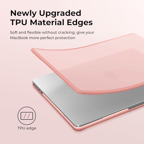 Image of BlueSwan Hard Shell Case Compatible for Apple Macbook Air 13 inch M5 2026 2025 2024 2022 M4 M3 M2,A3449 A3240 A3113 A2681,Air 13.6 Matte TPU Frame Anti-fingerprint Laptop Protective Cover-Frosted Pink