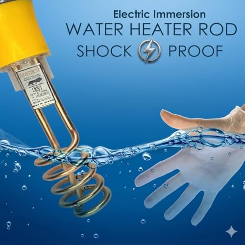 Image of Rapid Heating 1500W Immersion Water Heater Rod | Shock-Proof ISI Certified | Extra-Long Cord | Copper & Nickel-Plated Coil | Safe for Buckets & Containers | Fast & Safe Water Heating