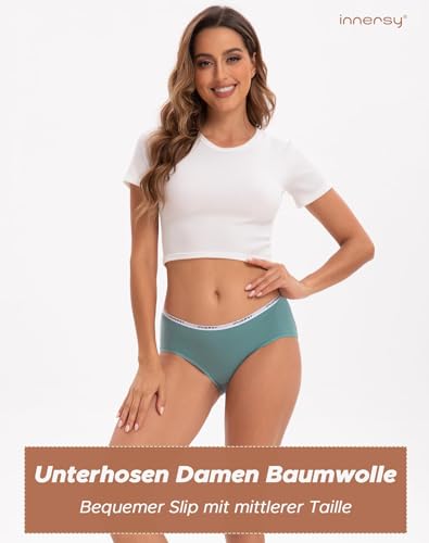 INNERSY Damen Unterhosen Niedriger Taille Damenslips Baumwolle Mehrpack 6er Pack (L, Frühherbst) 2