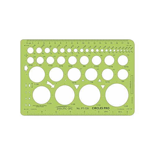 Image of Pacific Arc Circle Template - 55 Shapes from 3 /64 inch to 1.625 inch - Drawing Aid Stencil for Professional or School Work - Size 6.375 inch x 9.75 inch
