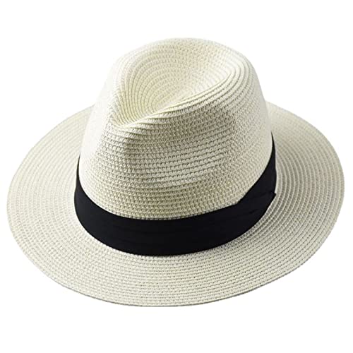 YULIAN Chapeau De Paille Nature Chapeau D'été Chapeaux De Paille Chapeau De La Havane Unisexe Bogart Fedora Chapeau XL Cover