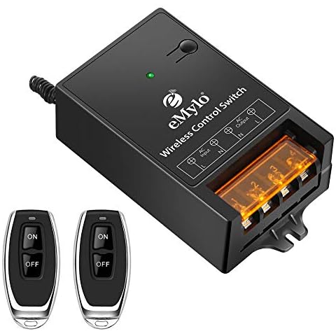eMylo Wireless Remote Switch AC 100V-240V Relay RF Remote Light Switch Smart Wall Light Switch for Household Appliances and Industrial Equipment with Long Remote Range (Black) Cover