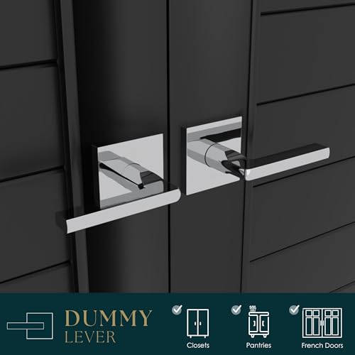 Image of Mega Handles Prime Dummy Door Handles - 4 Pack Heavy Duty Chrome Door Handles, Non-Turning Door Handle for Closet & French Doors, Single Side, Fits All Standard Doors - Polished Chrome