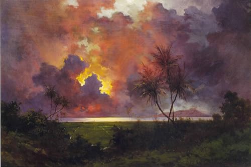 RZHRHJES Quadro su Tela Murale Tela Nordico Pittura Alba sopra la testa di Jules Tavernier per L'arredamento Della Camera da Letto 60x90cm