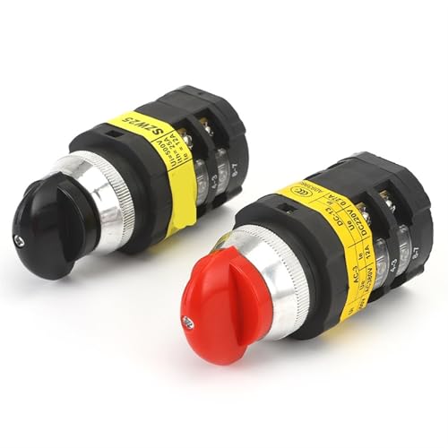 SZW25-30D/2 25A Red Black Handle Panel Three Position Two Pole Silver Contact Rotary Changeover Cam Switch 1Pcs(SZW25-30D 2 black)