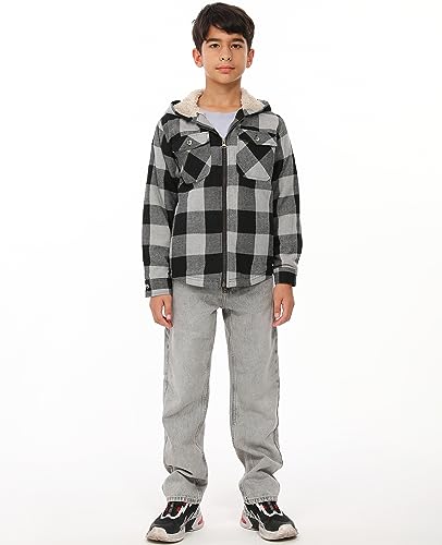 Image of ZENTHACE Boys Sherpa Fleece Lined Flannel Jacket