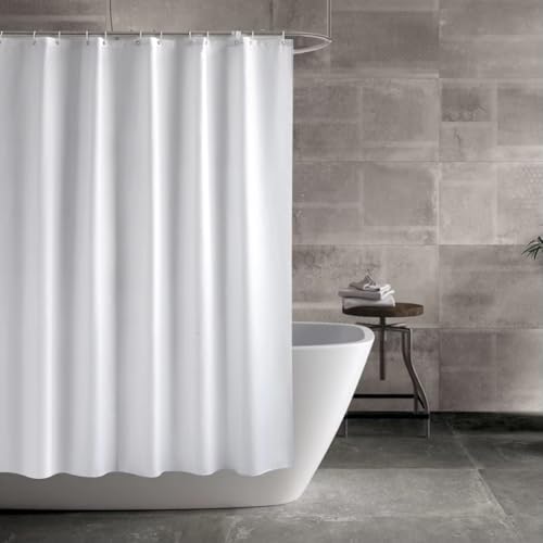 Rideau de douche blanc long et extra large 180x210 cm avec crochets - 4