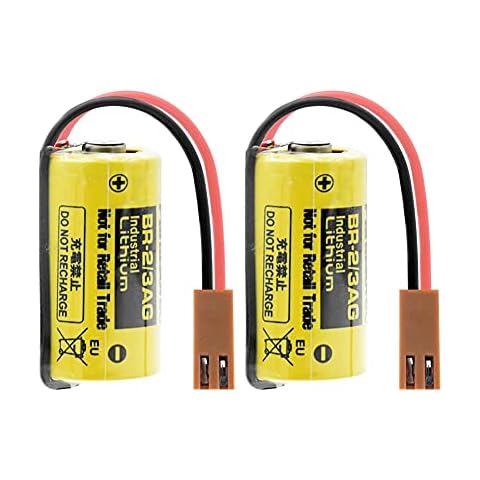 ILAVSUN BR-2/3A PLC Battery 3V 1200mAh Industrial Backup Replacement Lithium Battery CNC Machine Tool Ammeter Water Meter (2pack) Cover