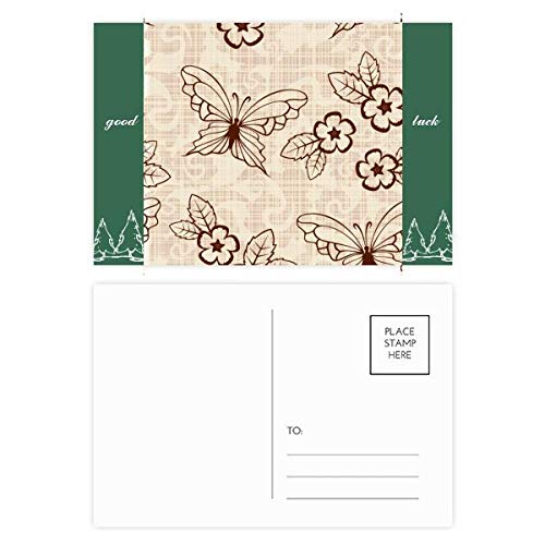 Cartes postales simples de collection papillon fleurs au style rétro raffiné DIYthinker