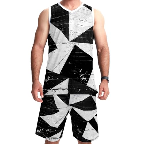 Combinaison de basket-ball mixte graffiti noir et blanc taille 5XL avec poches
