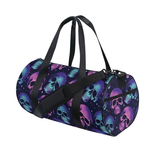 MNSRUU Sports Duffel Bags, Gothic Skull Athletic Gym Bag Overnight Workout Travel Tote Luggage for Men Women Yoga