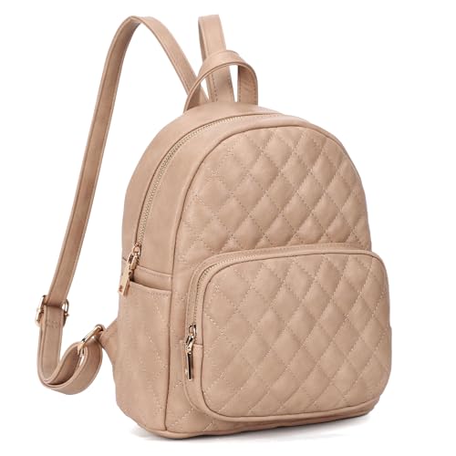 Image of Quilted Small Backpack for Women PU Leather Casual Handbag Daypack Purse | Stylish Quilted Design, water-resistant premium PU leather, matches all daily outfits, lightweight for everyday carry