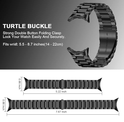 Image of Yeahxing Metal Band for Pixel-Watch 3 45mm 41mm - Stainless Steel Bands for Google Pixel Watch 4 /3 /2 /1 2025, Adjustable Wristband for Men Women